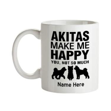 Imagem de Caneca Akita personalizada, Akitas Make Me Happy, presentes personalizados Akita, acessórios Akita