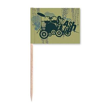 Imagem de Bandeira de palito de dente de rua grafite com estampa de música de tambor marcador para decoração de festa