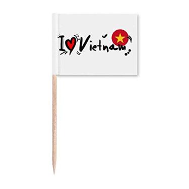 Imagem de Bandeira I Love Vietnã com a palavra Love Heart Illustration Toothpick Flags Marker Topper Decoração de festa