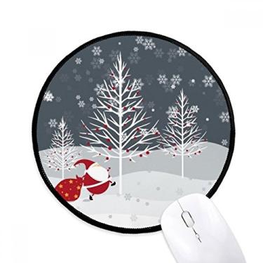 Imagem de DIYthinker mas Papai Noel floco de neve árvore mouse pad desktop escritório tapete redondo para computador