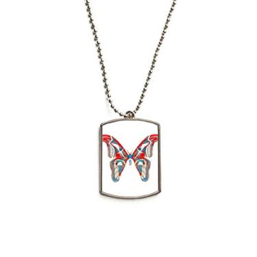 Imagem de Borboleta 3D na cor vermelha e azul corrente de aço inoxidável pingente de identificação de cachorro colar para animais de estimação
