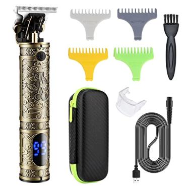 Imagem de Qudai Kit de máquina de corte de cabelo de barbeiro sem fio para homens Kit de máquina de corte de cabelo Aparador de barba Conjunto de aparador de lâmina T Operado por USB/LEDs Display digital/Cé