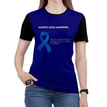 Imagem de Camiseta Março Azul Marinho Plus Size Feminina Blusa - Alemark