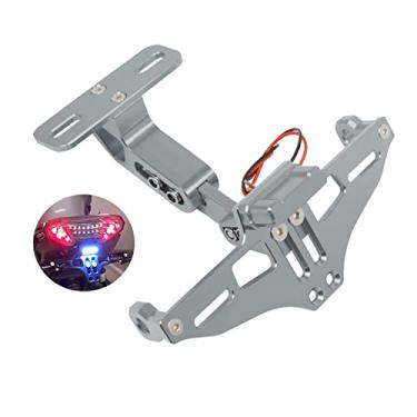 Imagem de Worldmotop – Eliminador de para-lama ajustável universal para motocicletas, Yamaha, Kawasaki, Honda Ducati Suzuki, Suporte de cauda com luz de placa de licença LED traseira (titânio)
