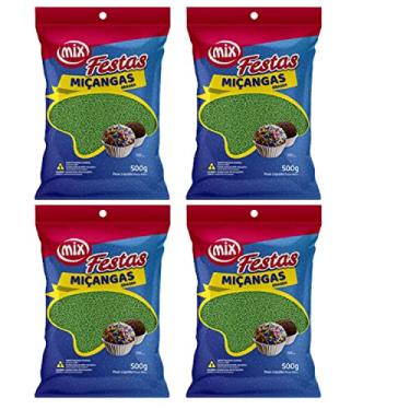 Imagem de Kit 4 Confeito Miçanga Granulado Brigadeiro, Doces, Confeitaria Várias Cores (Verde)