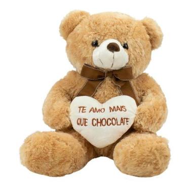 Imagem de Urso Sentado Te Amo Mais Que Chocolate 39cm - Pelúcia - Foffy