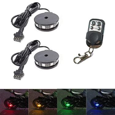 Imagem de NBWDY 2 kits de luz de roda de motocicleta RGB LED com controle remoto sem fio RF de 4 teclas, personalizado, à prova d'água, multicolorido, luz de aro de neon para motocicleta, carro, bicicleta,
