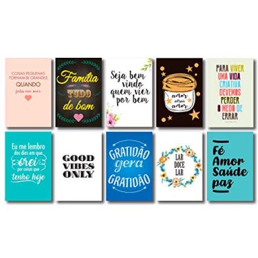 Imagem de Kit 10 Placas Decorativas Com Frases Motivacionais Mdf