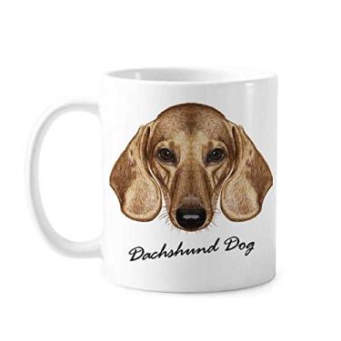 Imagem de Caneca de cerâmica marrom para cães Dachshund caneca de cerâmica café porcelana copo de mesa