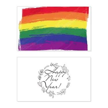 Imagem de Stippling Rainbow Gay LGBT Festival de Ano Novo Cartão de felicitações Mensagem de Abençoamento Presente