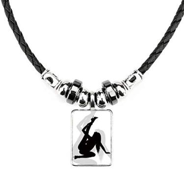 Imagem de DIYthinker Colar de bijuteria com pingente de corda de couro de torque