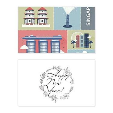 Imagem de Cartão de felicitações do festival de ano novo arranha-céus Singapura com mensagem de abençoe presente