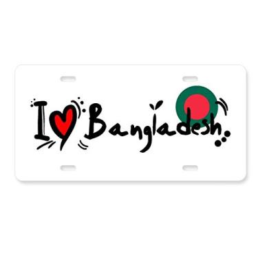Imagem de DIYthinker I Love Bangladesh Bandeira de Palavra Amor Ilustração Coração Placa de Licença Decoração de Aço Inoxidável