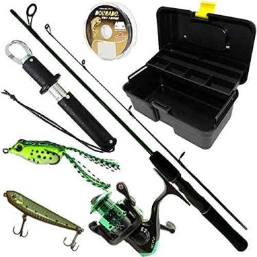 Imagem de Kit De Pesca Predador Vara 1,20m 6kg Molinete Maleta Alicate Iscas