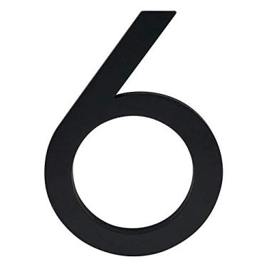 Imagem de Placa grande flutuante de número de casa preta, 10 cm, sinalização moderna para construção ao ar livre, números Huisnummer, placa de endereço, números de porta de casa