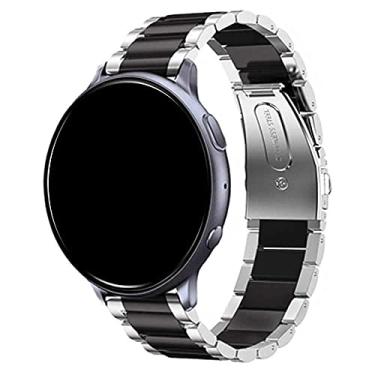 Imagem de Pulseira 20mm Metal 3 Elos compatível com Samsung Galaxy Watch Active 1 e 2 - Galaxy Watch 3 41mm - Galaxy Watch 42mm - Amazfit GTR 42mm - Amazfit GTS - Marca LTIMPORTS (Prata/Preto)