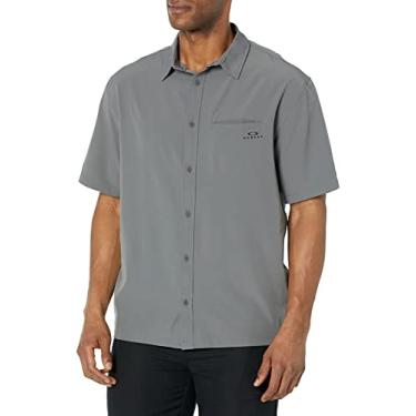 Imagem de Oakley Camiseta unissex adulto All Day Rc Henley, cinza uniforme, grande EUA