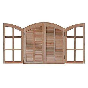 Imagem de Janela de Madeira Abrir 120x120cm 4 Folhas em Arco Rodam Natural