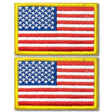 Imagem de Patches bordados da bandeira dos EUA tático Anley (2 unidades) - 2 "x 3" Uniforme militar da bandeira americana dos EUA Costure no emblema do emblema - presilhas de laço e ganchos anexadas a chapéus, roupas e engrenagens táticas