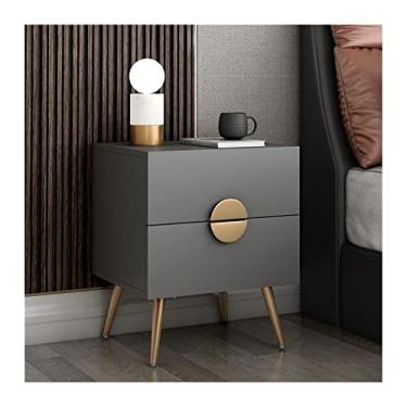 Imagem de WAOCEO Mesas laterais de cama luz minimalista mesa de cabeceira quarto armário de armazenamento de cabeceira de cama de grande capacidade gaveta de hardware alça de cabeceira criado-mudo (cor: 30 cm cinza, tamanho: desmontagem)