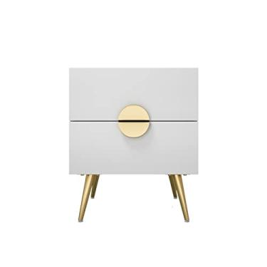 Imagem de WAOCEO Mesas laterais de cama luz minimalista mesa de cabeceira quarto armário de armazenamento de cabeceira de cama de grande capacidade gaveta de hardware alça de cabeceira criado-mudo (cor: 35 cm branco, tamanho: desmontagem)