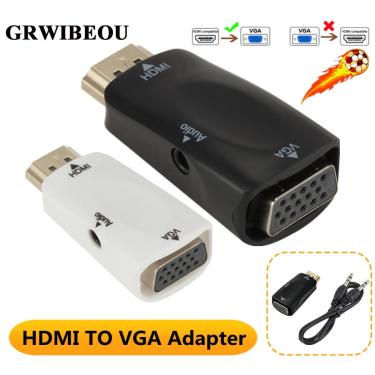 Imagem de Grwibeou hdmi para vga adaptador conversor cabo com cabo de áudio hdmi macho para vga fêmea 1080p
