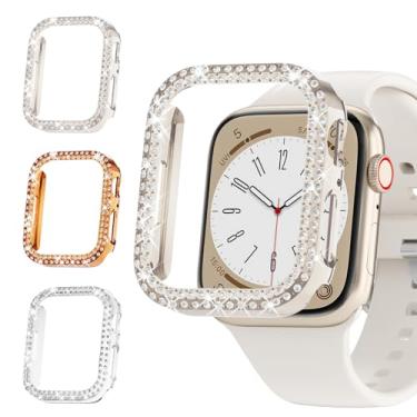 Imagem de Capa protetora feminina Rc-Z para Apple Watch Series SE (2nd) 6 5 4 44 mm Bling Bumper Case Women, moldura protetora de diamante duplo para iWatch iPhone Watch 44 mm acessórios
