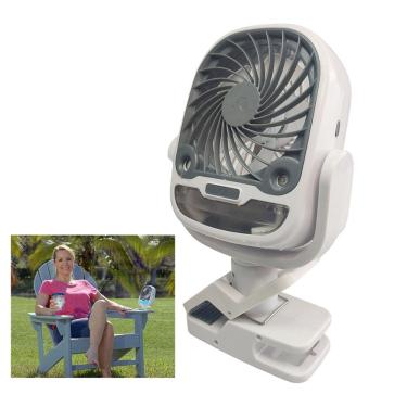Imagem de Ventilador de Mesa Umidificador Bateria Recarregavel USB Garra Gancho 3 Velocidades 360...