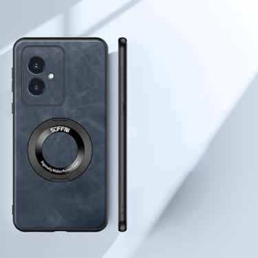 Imagem de Capa de telefone Compatível com capa Huawei Honor 100 com capa magnética de suporte de 360°, capa multifuncional de couro de à prova de choque TPU capa protetora resistente Sacos Sleeves. (Size : Blu