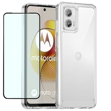 Imagem de GTBDEKI Capa transparente para Moto G73, capa para Motorola G73 5G com protetor de tela HD, antiarranhões à prova de choque de policarbonato rígido transparente + capa protetora de TPU para Motorola
