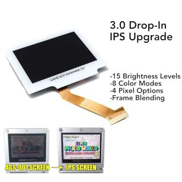 Imagem de Game Boy Advance SP Drop-In 3.0 IPS Backlight LCD Upgrade Kit For AGS 001 & 101 Gameboy NO SOLDER/NO TRIMMING (White)