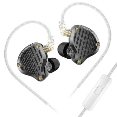 Imagem de KZ PR3 IEM Headphone, KZ in Ear Monitor, Fone de Ouvido com Driver Magnético Planar de 13,2 mm, Fones de Ouvido HiFi IEM com Cabo Destacável para Músicos (PR3-Preto, com Microfone)