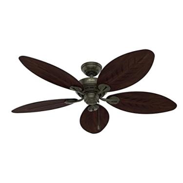 Imagem de Hunter Ventilador de teto Bayview interno/externo com controle de corrente de puxar, 137 cm, ouro provençal