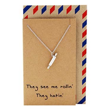 Imagem de Quan Jewelry Colar de rolo de massa, presentes para chefs, mães de padeiros e amantes da culinária, pastelaria de aço inoxidável de cozinha, presentes para mães no dia das mães e Natal - feito à mão