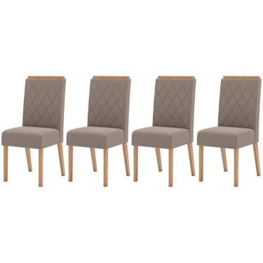 Imagem de Cadeira Sala de Jantar Nina Kit 4 Un Nature/Veludo Light Marrom Amêndoa - Henn