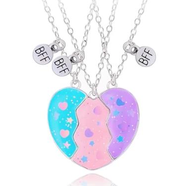 Imagem de DOYYCA Colar da amizade, colar de melhor amiga para 3 meninas, pingente magnético de coração combinando para irmã, Latão, Sem Pedra Preciosa