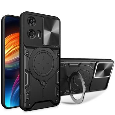 Imagem de Ysnzaq Capa protetora para Motorola Moto G04/G24/E14, capa protetora à prova de choque de grau militar com suporte de bobina magnética para Moto G04/G24/E14 CQ preta