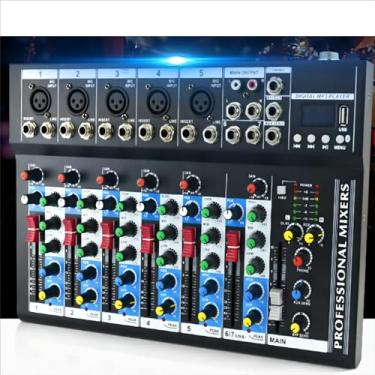 Imagem de VEDO Mixer de Áudio Profissional 7 Canais VDA107L com Bluetooth, Entrada USB, Efeitos Digitais, Phantom Power +48V para Podcast, DJ, Gravação e Transmissão Ao Vivo - Mesa de Som Compacta 127/220V