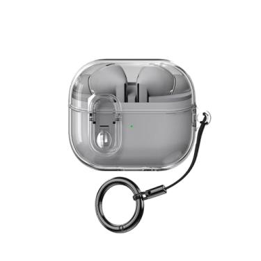 Imagem de Keminsung Capa compatível com Samsung Galaxy Buds 3 / Galaxy Buds 3 Pro, material TPU, fones de ouvido à prova de choque, capa protetora portátil com mosquetão (cinza)