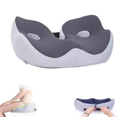 Imagem de YYGJYGOO Almofada ortopédica de espuma viscoelástica para cóccix, almofada de assento para cadeira de escritório, almofada de assento de espuma viscoelástica Hilipert para sentar durante muito tempo