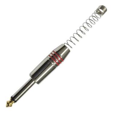 Imagem de Plug P10 Mono C/mola Espiral Metal Ponta Niquel Emb 06 Peças - TEBERA 