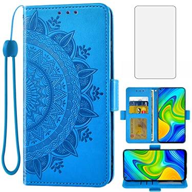Imagem de Asuwish Capa carteira compatível com Xiaomi Redmi Note 9 / Redmi 10X 4G, protetor de tela de vidro temperado, suporte para cartão de crédito, alça de pulso, suporte para celular Redme Note9/X10