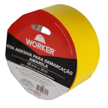Imagem de Fita demarcacao de solo adesiva amarela 48mmx30m worker