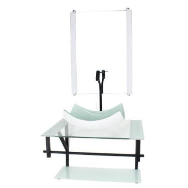 Imagem de Gabinete Vidro Banheiro 60Cm Ap Cuba Retangular Curvada - Cubas E Gabi