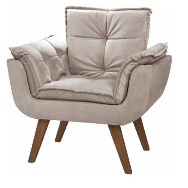 Imagem de Poltrona Luxo Decorativa Suede 1 Lugar Escritório Cappuccino - A Z DEC