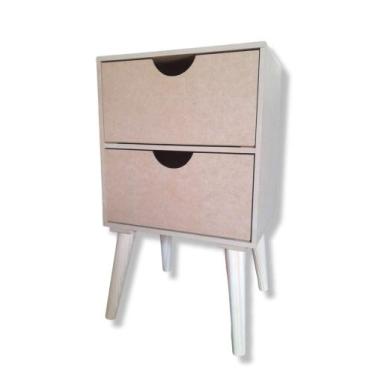 Imagem de Mesa Cabeceira 2 Gavetas Meia Lua Criado Retro Organizador Mdf Cru - A