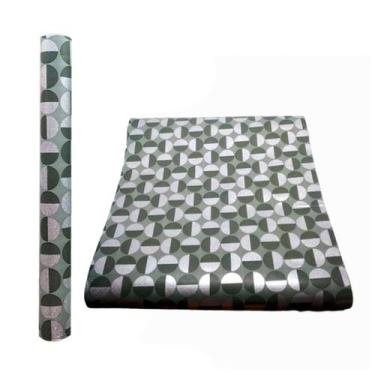 Imagem de Papel De Parede Adesivo Decorativo Bolas Verde/Prata Quarto - Inter.P