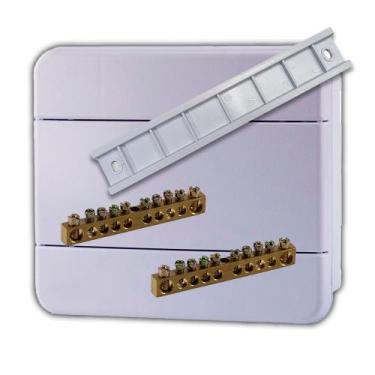 Imagem de Quadro Distribuição 8 Disjuntor Din Embutir Chumbar com Barramentos - 