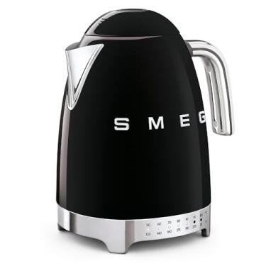 Imagem de Chaleira elétrica SMEG de 7 xícaras de temperatura variável - estética estilo retrô com tecnologia avançada - aço inoxidável, 1400W, 120V, base giratória de 360°, função manter quente (prata)