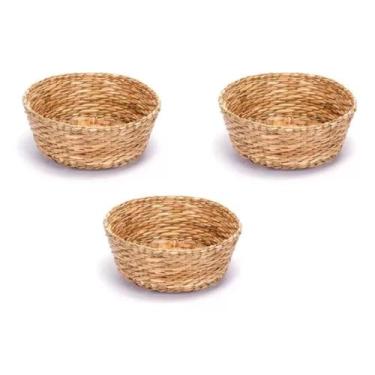 Imagem de Kit 3 Cuia Bacia Redonda Palha Taboa Bandeja Rf1532 10x28cm - FLORA FU